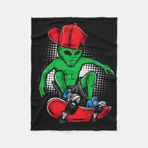 T-shirt voor buitenaardse skateboarder UFO's gelov Fleece Deken