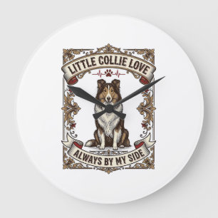 T-shirt voor Collie-hondliefhebbers met vintage gr Grote Klok