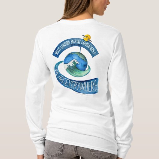 T-shirt (voor dames): lange hoes, we zijn overal (Achterkant)