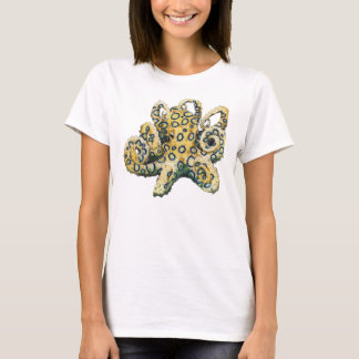 T-shirt voor dames met een blauwe roze octopus