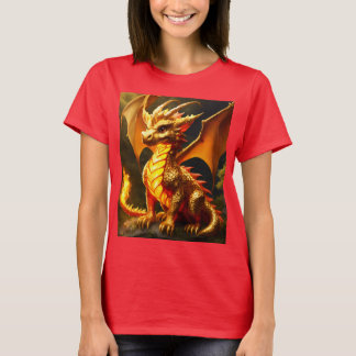 T-shirt voor dames met Fluffy Gold en Fire Dragon