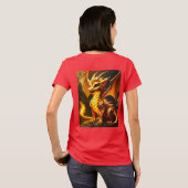 T-shirt voor dames met Fluffy Gold en Fire Dragon (Achterkant volledig)