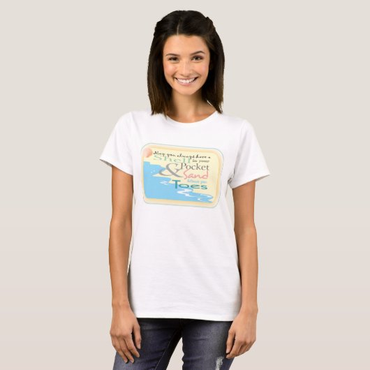 T-shirt voor dames met strandquote (Voorkant volledig)