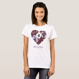 T-shirt voor dames My Love-editie – Paarse Hart