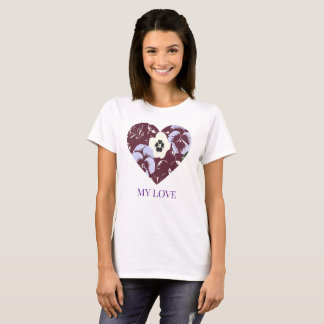 T-shirt voor dames My Love-editie – Paarse hart