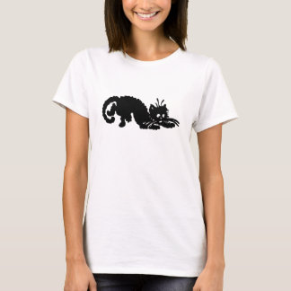 T-shirt voor dames zwarte kat