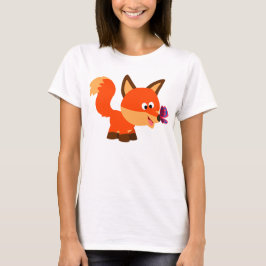 T-shirt voor de Cartoon van Cute Fox en Butterfly