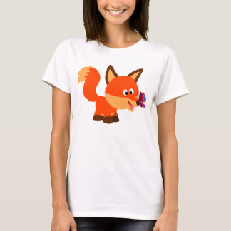 T-shirt voor de Cartoon van Cute Fox en Butterfly