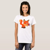 T-shirt voor de Cartoon van Cute Fox en Butterfly (Voorkant volledig)