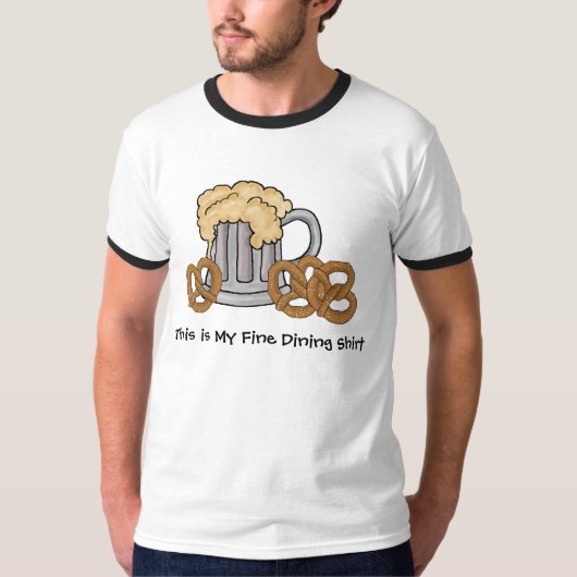 T-shirt voor de fijne kleuring van bier en pretzel (Voorkant)
