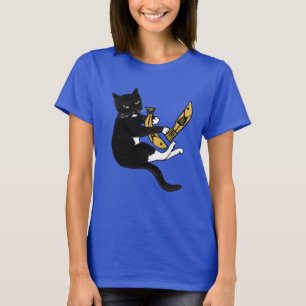 T-shirt voor de zwarte en witte kattenvisserij