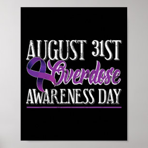 T-shirt voor drugs overdosis 31 augustus paarse li poster
