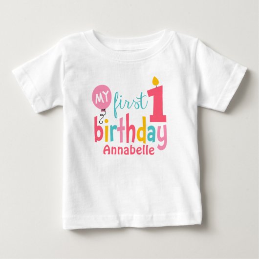 T-shirt voor eerste verjaardag met naam (Voorkant)