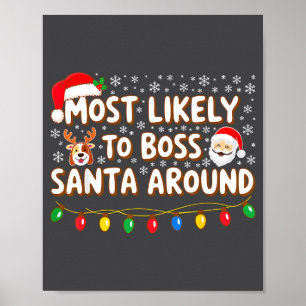 T-shirt voor familiekerst met 'Most Likely To Boss Poster