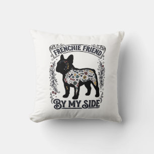 T-shirt voor Franse Bulldog Vintage bloemendesign Kussen