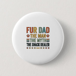 T-shirt voor Fur Dad The Snack Dealer Vintage Hond Ronde Button 5,7 Cm