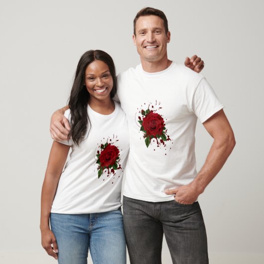 T-shirt voor geliefden rode rozen (Unisex)