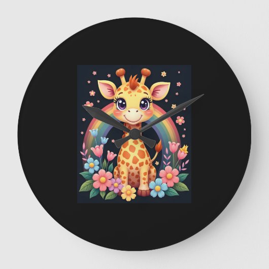 T-shirt voor giraffeliefhebbers grote klok (Voorkant)