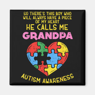 T-shirt voor grootvader met bewustzijn van autisme magneet