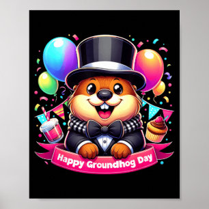 T-shirt voor Groundhog Day Gelukkige Groundhogs Da Poster