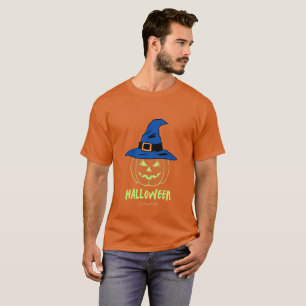 T-shirt voor heren Halloween pompoen heksenhoed