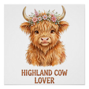 T-shirt voor Highland Koe Liefhebbers Knuffelige Perfect Poster