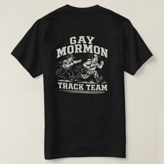 T-shirt voor homo-mormoonse hardloopploeg (Design achterkant)