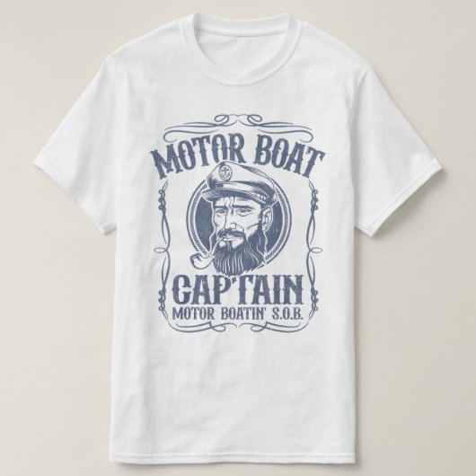 T-shirt voor kapitein van motorboot voor heren (Design voorkant)