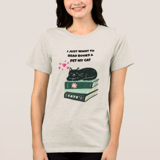 T-shirt voor kattenliefhebbers, leesboeken shirt,