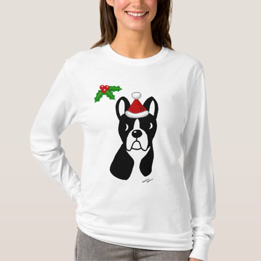 T-shirt voor Kerstmis in Boston Terrier (Voorkant)