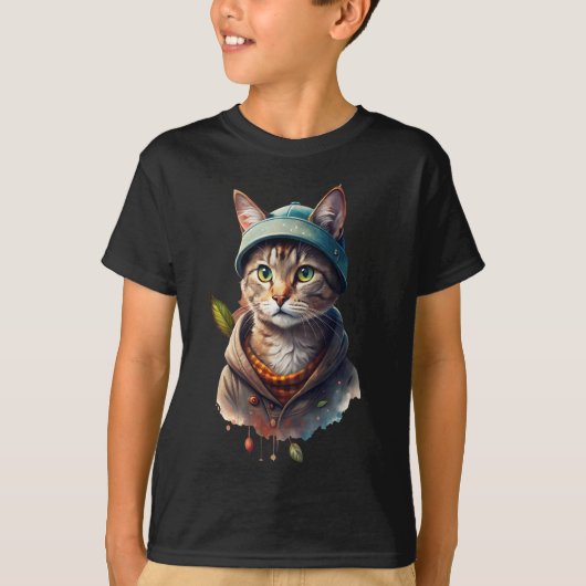T-shirt voor kinderen met een print van een kat in (Voorkant)