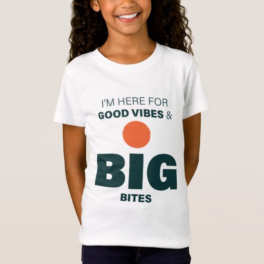 T-shirt voor kinderen met goede vibes en grote hap (Voorkant)