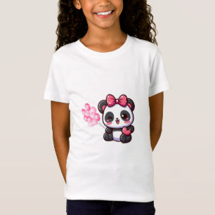 T-shirt voor kinderen Panda Kawaii met Roze Strik