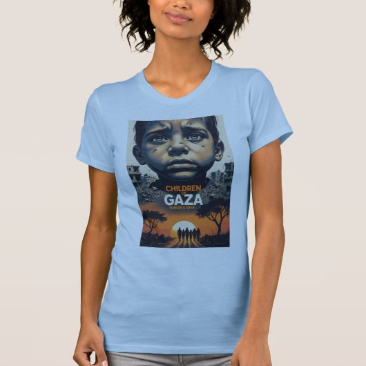T-shirt voor kinderen uit Gaza: honger en beleg (Voorkant)