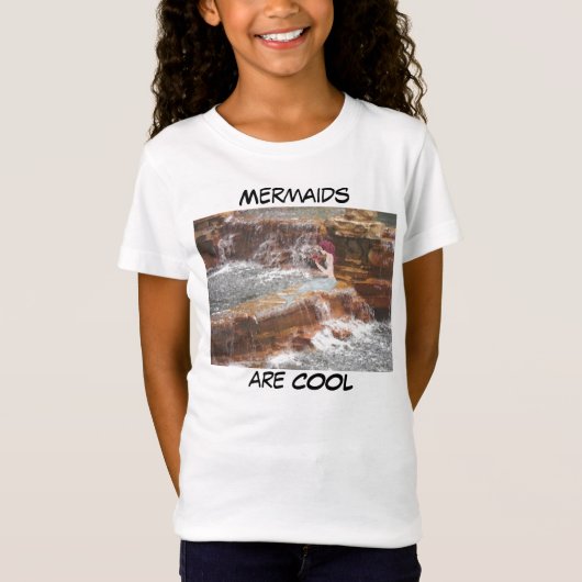 T-shirt voor kinderen, zeemeermin bij waterval (Voorkant)