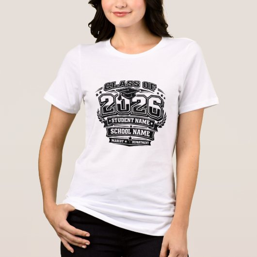 🎓 T-shirt voor klas van 2026 (Voorkant)