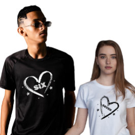 T-shirt voor koppel met Six en Seven Heart