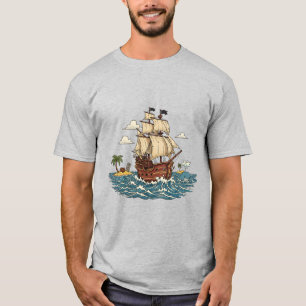 T-shirt voor kusterlebnis en surfen op oceaan golv