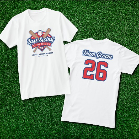 T-Shirt voor Laatste Swing Honkbal Bachelor Team B