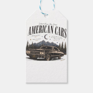 T-shirt voor mannen met Amerikaanse auto's Cadeaulabel