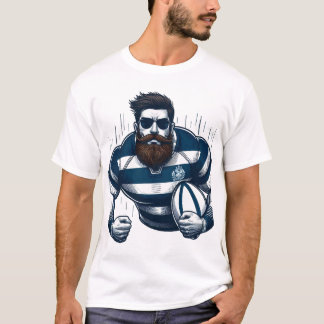 T-shirt voor mannen met grafische rugbyman in vint