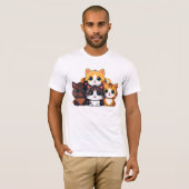 T-shirt voor mannen met kattenprint (Voorkant volledig)