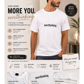 T-shirt voor mannen met overdenken minimalisme | R