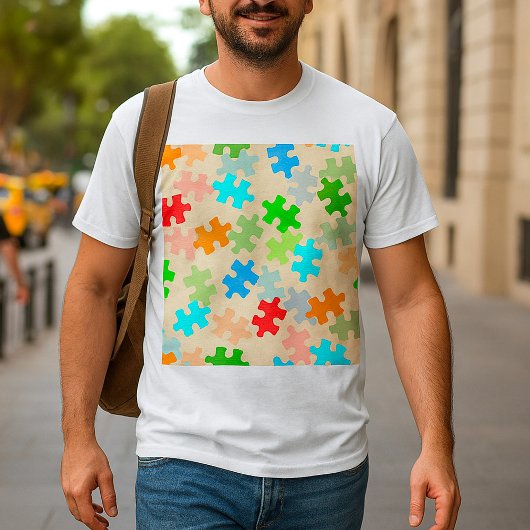 T-shirt voor mannen met puzzelstukken