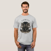 T-shirt voor mannen met sterrenbeeld Tweeling Wolf (Voorkant volledig)