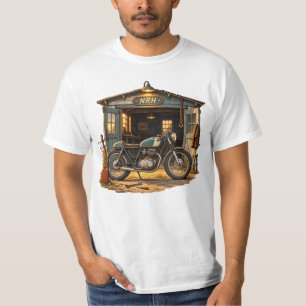T-shirt voor mannen met vintage motorfietsen garag