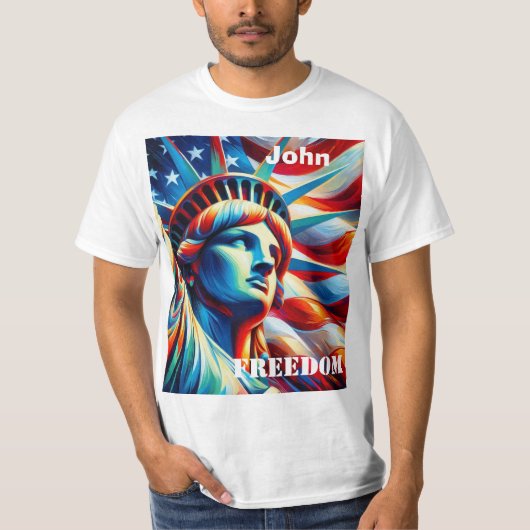 T-shirt voor mannen met Vrijheidsbeeld (Voorkant)