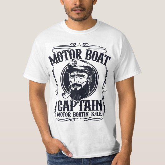 T-shirt voor mannen Motorbootkapitein (Voorkant)