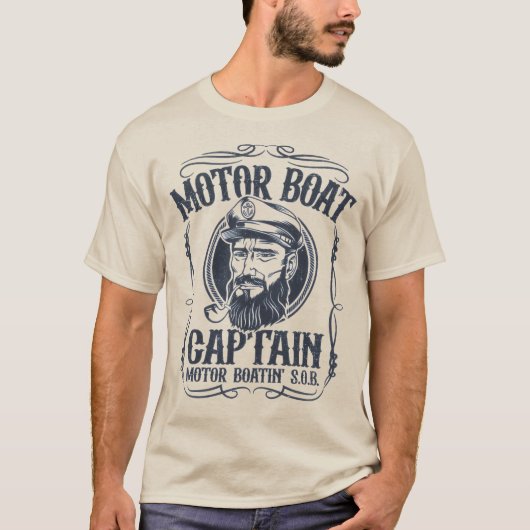 T-shirt voor mannen Motorbootkapitein (Voorkant)