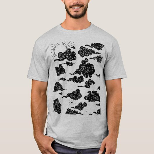 T-shirt voor mannen wolken ontwerp (Voorkant)